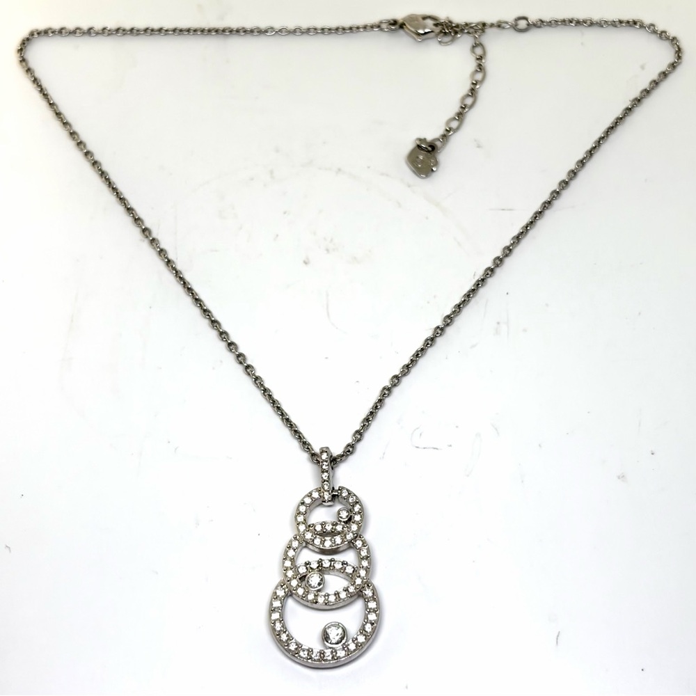 Vintage Swarovski Silver Tone Modern Austria Crystal Petite Hoop Chain Necklace - Picture 8 of 12
